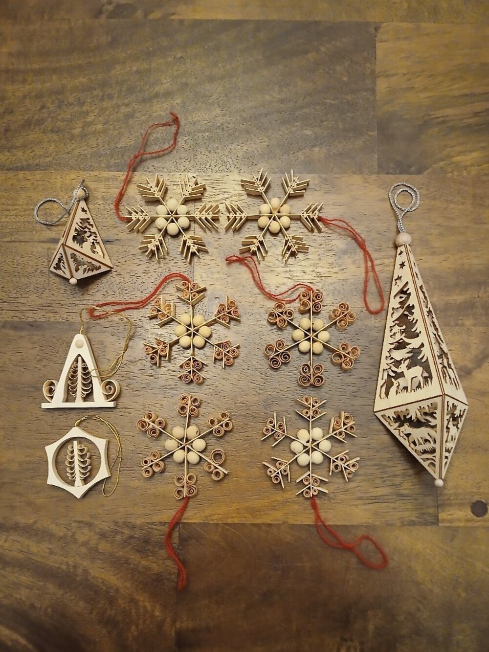 10 Vintage Wooden German and Scandinavian Christmas Ornaments
